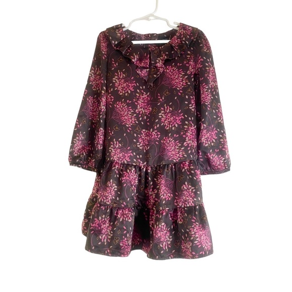 Gap Tiered Satin Dress Party Holiday Brown Pink Girl Size 5 - Picture 8 of 8